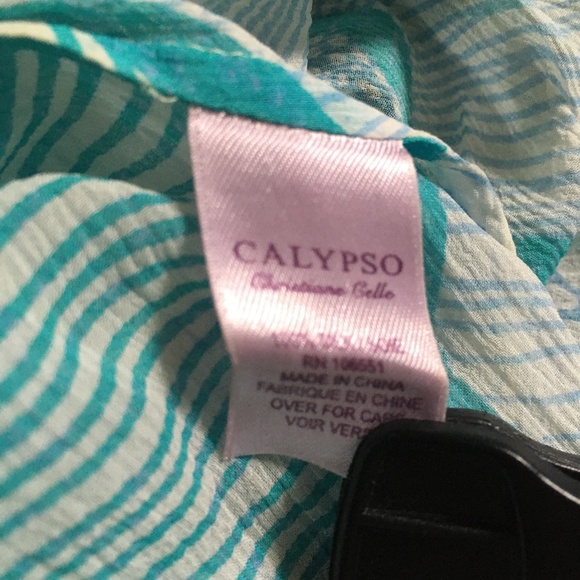 CHRISTIANE CELLE CALYPSO Pure Silk Chiffon Embellished Beach Blouse XS - Picture 7 of 7